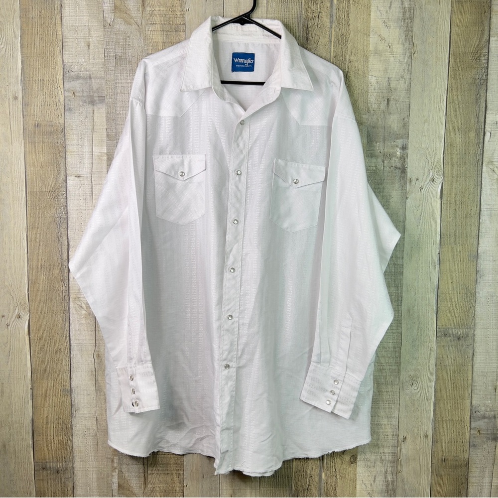Wrangler Western Shirts White Pearl Iridescent Snap Front w/2 Snap Pocke…
